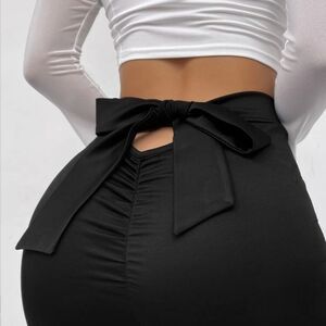 Sexy Scrunch Bow Leggings TikTok Leggings Black